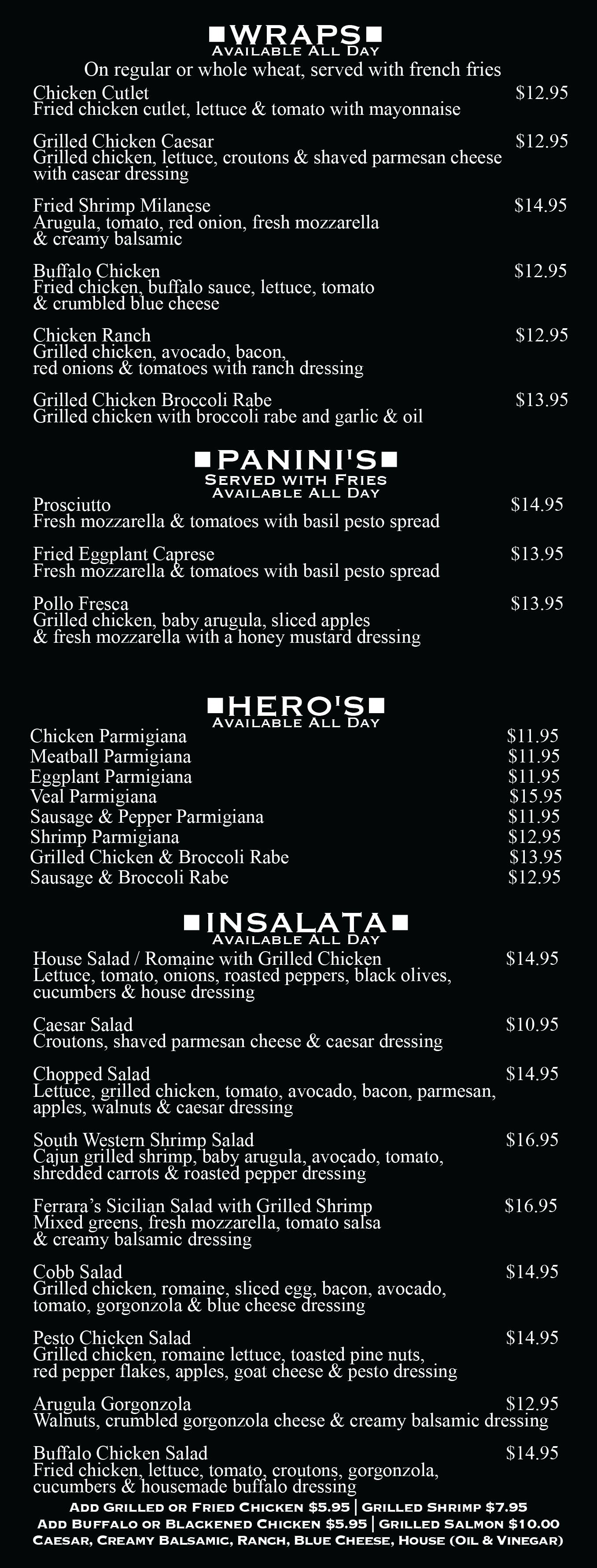 WRAPS - PANINIS - HERO AND SALADS